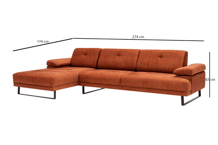 Atelier Del Sofa Mustang Small Left Sofá Esquinero Naranja 174 x 274 cm